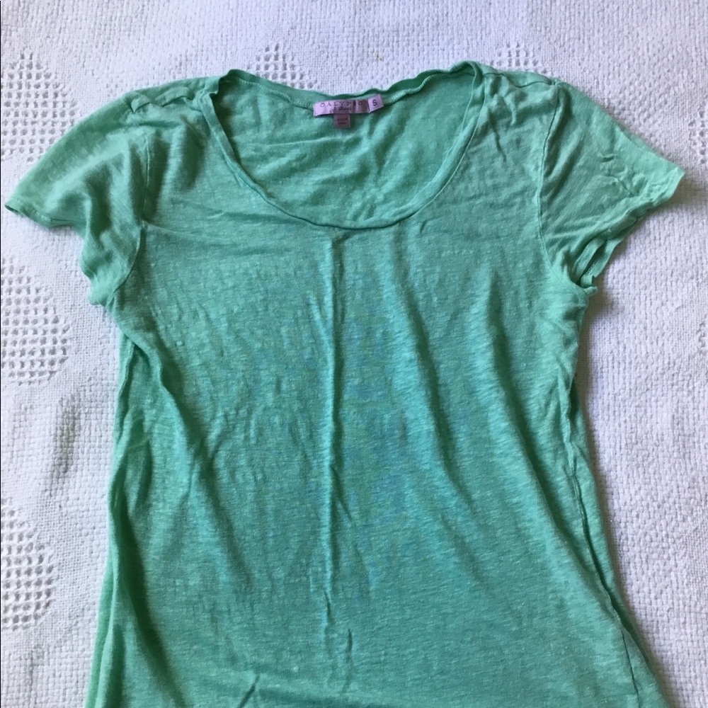 Calypso 100% linen tee t-shirt small green
